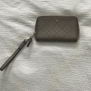 Tory Burch Taupe Wristlet LIKE NEW condition